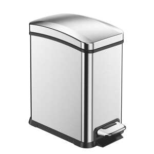 EKO New Rejoice 15L Stainless Steel Pedal Trash Can, Fingerprint-Proof, Silver - Furniture