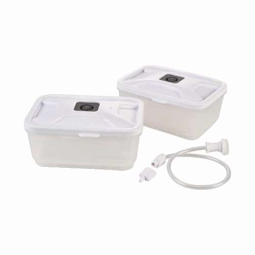 Solis vákuumtartály készlet, 2 db, 600 ml űrtartalom, átlátszó, ételek vákuumozásához és tárolásához