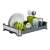 EKO Regal Dish dish drying rack, grey with green accents, stainless steel and ABS, with plates, cutlery, and baby bottles