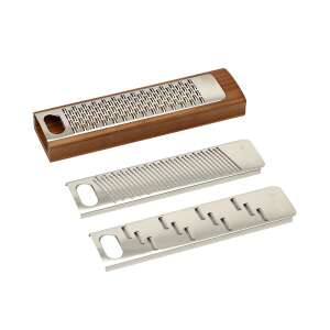 Legnoart multi-purpose hand grater, Gratta, ideal for cheese, vegetables, fruits, 3 interchangeable sides, stainless steel blades, durable, resistant, solid ash wood, handmade - Flat file