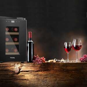 H.Koenig AGE6 6-bottle wine cooler, black, thermoelectric cooling system, touch control, vibration damping system, adjustable temperature 11C-18C, LED lighting - Wine Cooler