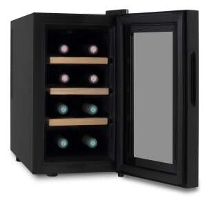 H.Koenig AGE12 wine cooler, black, 12 bottle capacity, open door view - Wine Cooler
