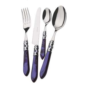 Casa Bugatti Aladdin 24 piece cutlery set, blue handles, stainless steel, modern design - Cutlery
