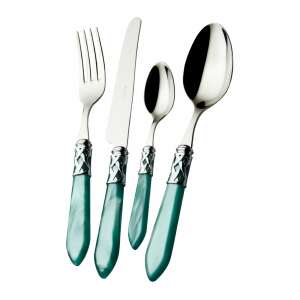 Casa Bugatti Aladdin 24-piece cutlery set, turquoise handles, stainless steel, modern design - Cutlery