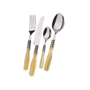 Casa Bugatti Arianna 24-piece cutlery set, ivory handles, stainless steel, chrome accents - Cutlery