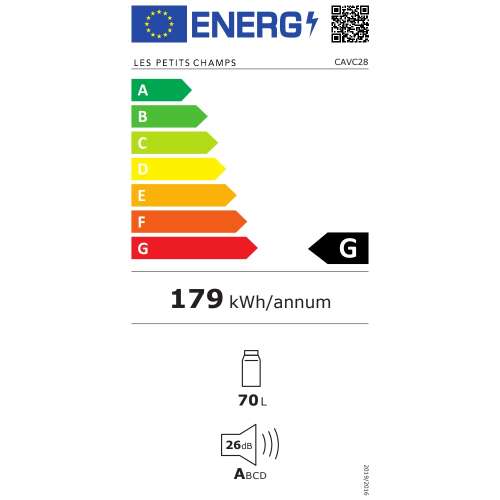 Les Petits Champs CAVC28 borhűtő energiahatékonysági címke