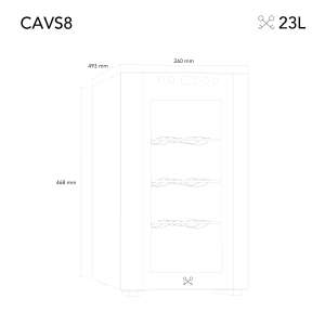 LES PETITS CHAMPS CAVS8 wine cooler, 8 bottle capacity, with dimensions 493mm x 468mm x 260mm - Wine Cooler