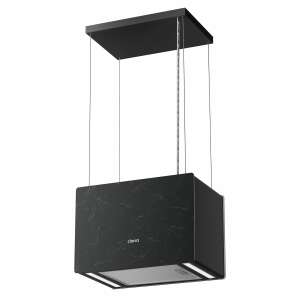 Ciarra Pinnacle Glass Smart 48cm black cooker hood with marble effect glass - Range Hood