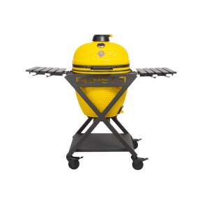 Boretti Ceramica Limone Large yellow ceramic kamado grill with side tables and wheels - Garden