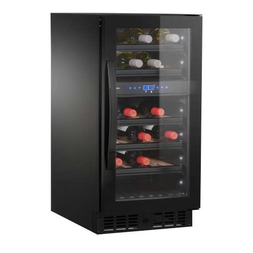 Dometic borhűtő, 28 palack, H82 cm, hangtalan, beépíthető, kompresszor, két hűtőzóna, 5C-20C, 5 polc, digitális panel, UV gátló üveg, Sabbath mód, 2022-es modell, fekete