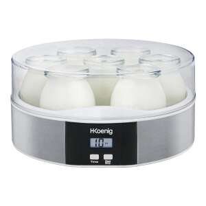 H.Koenig ELY70 joghurtkészítő, 7 üveg, 150 ml-es, időzítő, LCD kijelző, automata kikapcsolás, könnyen használható, ezüst - Joghurtkészítő gép