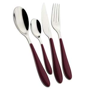 Set de tacâmuri Casa Bugatti Gioia 24 piese, mânere roșii, oțel inoxidabil, design modern - Seturi de tacâmuri