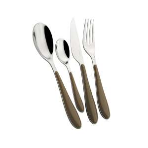 Casa Bugatti Gioia 24-piece cutlery set, modern design, stainless steel, brown handles - Cutlery