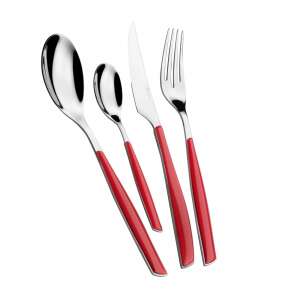 Casa Bugatti Glamour 24 piece cutlery set, red handle, stainless steel, modern design - Cutlery