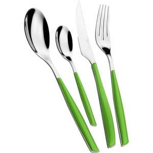 Casa Bugatti Glamour 24-piece cutlery set, green handles, stainless steel, modern design - Cutlery