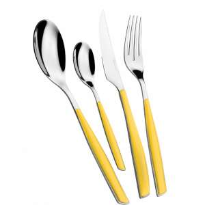 Casa Bugatti Glamour 24 piece cutlery set, yellow handles, stainless steel, modern design - Cutlery