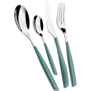 Casa Bugatti Glamour 24-piece cutlery set, 6-person, modern, elegant design, stainless steel, luxury presentation box, shiny surface, celadon green - Cutlery