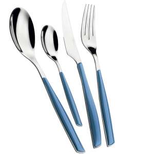 Casa Bugatti Glamour 24-piece cutlery set, blue handles, stainless steel, modern design - Cutlery