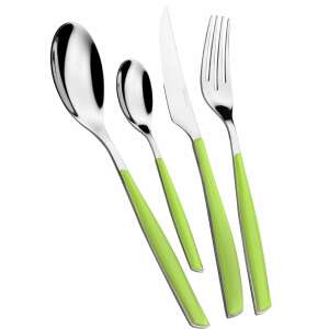 Casa Bugatti Glamour 24 piece cutlery set, green handles, stainless steel, 6 person - Cutlery