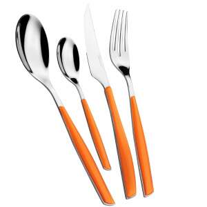 Casa Bugatti Glamour 24 piece cutlery set, orange handles, stainless steel, 6 person - Cutlery