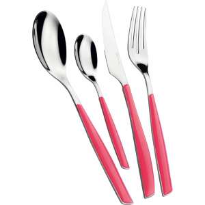 Casa Bugatti Glamour 24-piece cutlery set, pink handles, stainless steel, modern design - Cutlery