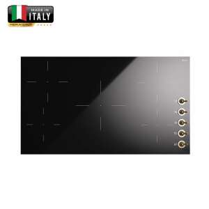 Beépített indukciós főzőlap ILVE, Nostalgie, 90 cm, 5 főzőzóna, kerámia üveg, 9 teljesítményfokozat, Boost funkció, főzőedény felismerés, maradékhő jelző, retro design, fekete/arany 102732047 - ILVE