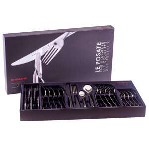 Casa Bugatti Futura 24 piece cutlery set, stainless steel, mirror finish, elegant design, modern, 6 person, luxury gift box - Cutlery