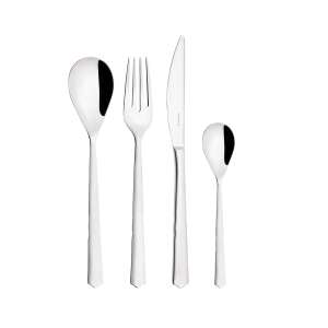 Casa Bugatti Neo 24 piece cutlery set, 6 person, 18/10 stainless steel, shiny finish, classic design, ideal for gift, dishwasher safe, silver - Cutlery
