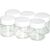 Set of glass jars with white lids for yogurt making