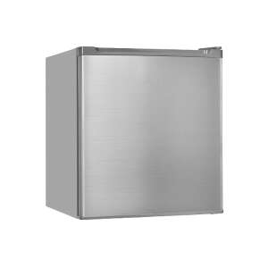Exquisit mini fridge, 40 liter capacity, 51 cm height, ideal for office, hotel, caravan, reversible door, adjustable thermostat, compact design, LED lighting, stainless steel - Exquisit