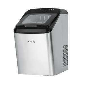 H.Koenig KBP40 ice maker, stainless steel, black, front view - Ice Cube Maker