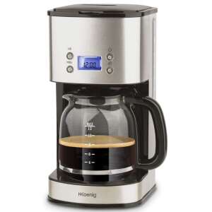 Cafeaua H.Koenig MG30 Silver programabilă cu carafa din sticlă, capacitate de 1,5 l, putere de 1000 W, ecran LCD, funcție de menținere a căldurii, sistem anti-picurare, oprire automată, filtru lavabil, argintiu - Aparat de cafea cu filtru