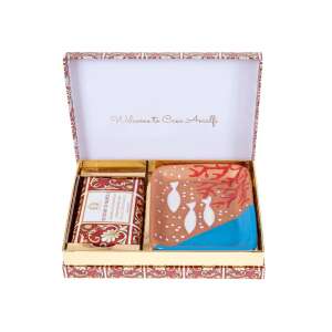 Casa Amalfi Sunday in Naples artisan soap gift set with hand-painted ceramic soap dish, featuring tomato and magnolia leaf notes, 100% vegan, jojoba oil, shea butter, gently cleanses - Beauty & Health