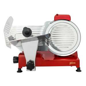 H.Koenig MSX254 electric meat slicer, red, stainless steel, adjustable thickness, self-sharpening system, 282 rpm, Italian blade 25cm, integrated sharpener, anti-slip system, large tray - Slicing Machine