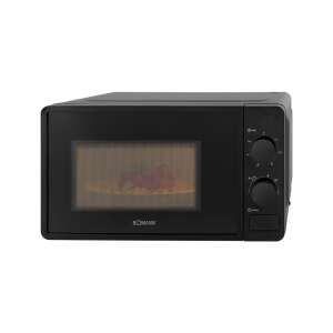 Mikrovlnná rúra Bomann, MW6014CBN, 700 W, 20 litrov, 6 úrovní výkonu, rozmrazovanie, ohrev, časovač, zvukový signál, vnútorné osvetlenie, otočný tanier 24,5 cm, ľahko čistiteľný interiér, čierna