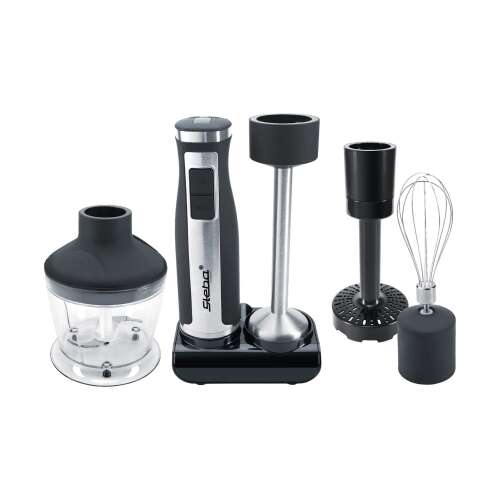 Steba MX 40 Stabmixer-Set mit 7 Zubehörteilen, 8 Geschwindigkeitsstufen, LED-Anzeige, Zerkleinern, Häckseln, Mahlen, 800 ml Behälter, 700 W, schwarz