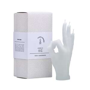 Lumânare CandleHand OK, albă, în formă de mână, 21 cm, realizată manual, în cutie - Lumânări