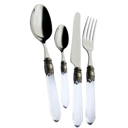 Casa Bugatti Oxford cutlery set, 6 pieces, clear handles, silver accents