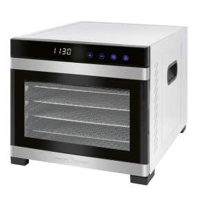 ProfiCook PC-DR 1218 Élelmiszer szárító, rozsdamentes acél, 6 tálca, 35-75°C hőmérséklet, LED kijelző, termosztát - Aszaló