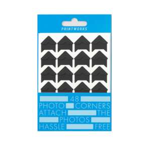 Printworks photo corners, 48 black self-adhesive photo corners, easy to attach photos, hassle-free photo corners - Sticker, Magnet