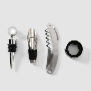 Printworks Wine Set, includes corkscrew, stopper, anti-dropper, and collar - Bar tool