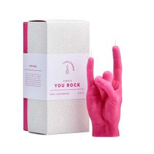 Candleshard You Rock pink hand candle, 20 cm tall, handmade, in gift box - Candle