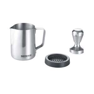 Severin Barista Starter Kit, stainless steel milk frothing jug, tamper, and tamper base - Milk Frother