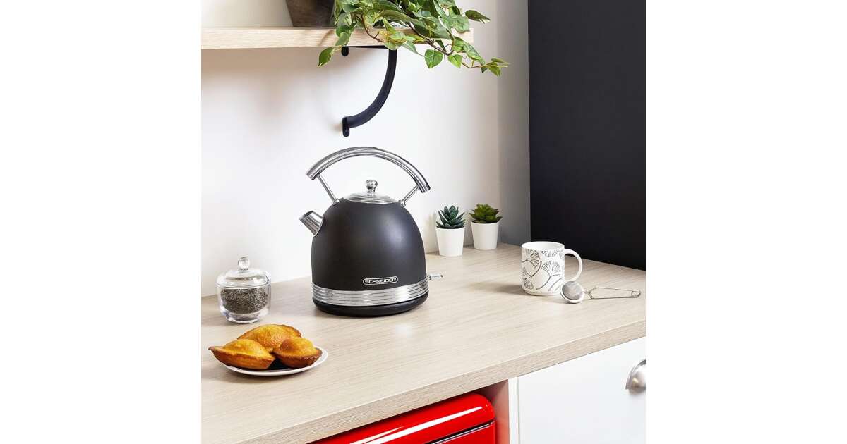 Retro Schneider Electric Kettle, Feeling's Collection, 1.7 Litre, 2200 W, Auto Shut-off, Water Level Indicator, Nostalgic Design, Scale Filter, Stainless Steel and ABS, Practical Handle 102734581