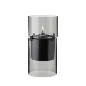 Stelton Lucie hurricane lamp, gray, 17.5 cm, glass, plant-based oil, indoor or outdoor - Lantern