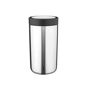 Stelton To Go termosz, rozsdamentes acél, 200 ml, fekete fedél, egy érintéssel nyitható - Stelton
