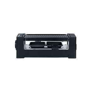 Weasy TIK12 електрически грил и плоча за раклет, за 2 души, незалепваща повърхност, сваляема плоча, свързване към 4 устройства, 2 тигана и 2 дървени шпатули в комплекта, многофункционален, черен - Барбекю на маса