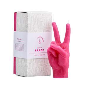 CandleHand Peace Candle, pink, 20 cm, handmade, gift box, cotton wick, realistic texture - Candle