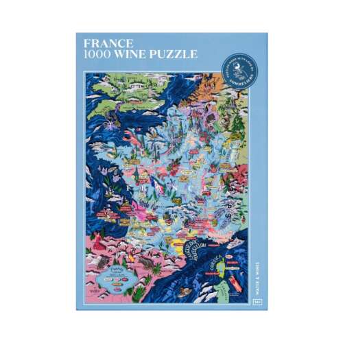 Franciaország borvidékei 1000 darabos puzzle, Franciaország színes térképe a borvidékekkel