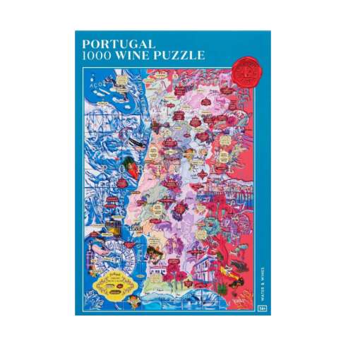 Portugália 1000 darabos boros puzzle, Portugália borvidékeinek térképe, illusztrált puzzle, felnőtt puzzle, oktató puzzle, borrajongó ajándék, borbarát ajándék